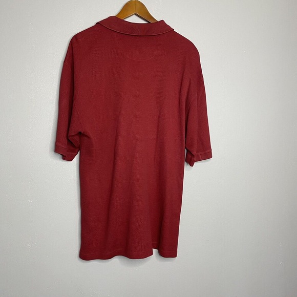 Tommy Bahama Dark Red Waffle Knit Cotton Silk Blend Golf Polo Shirt Size L - Picture 2 of 10